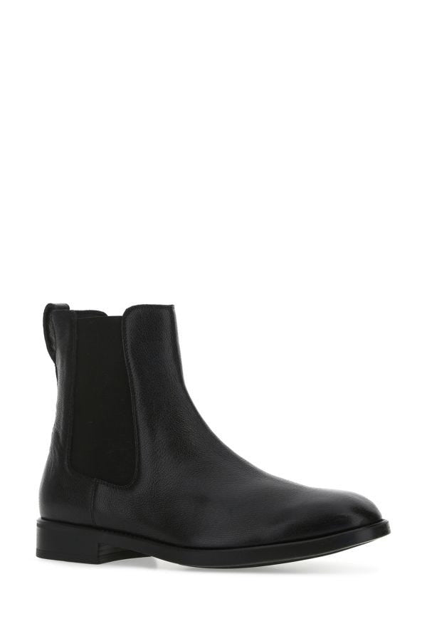 Shop Tom Ford Man Black Leather Ankle Boots