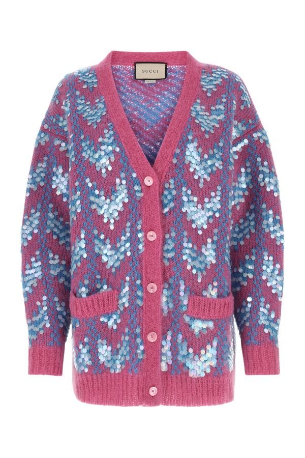 Gucci Woman Two-tone Mohair Blend Oversize Cardigan In Multicolor