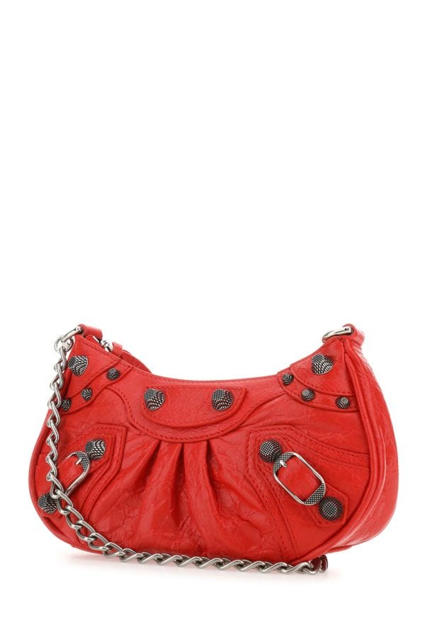 Shop Balenciaga Woman Red Leather Le Cagole Mini Handbag