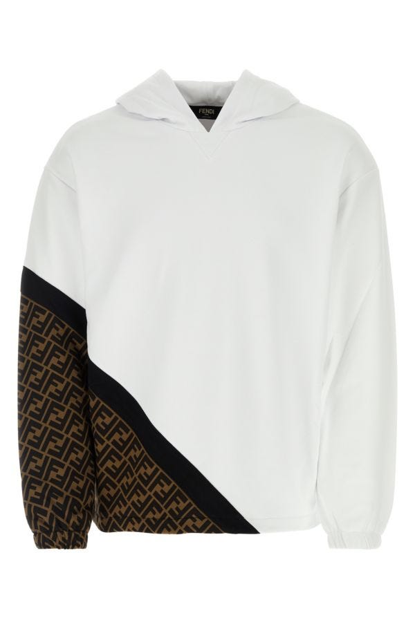 Fendi Man White Jersey Sweatshirt