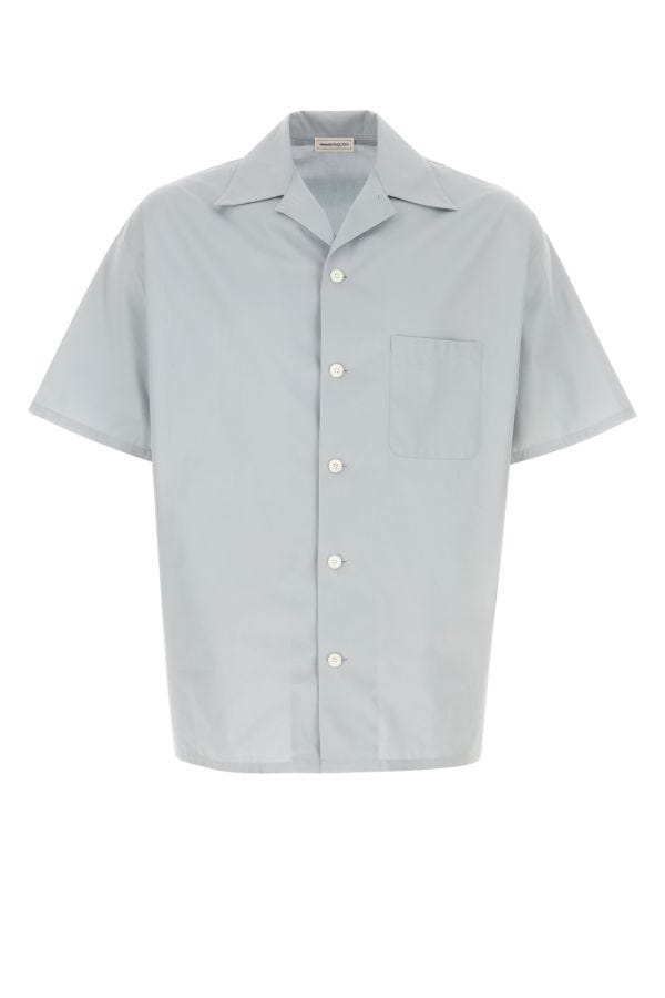 Alexander Mcqueen Man Grey Poplin Shirt In Gray