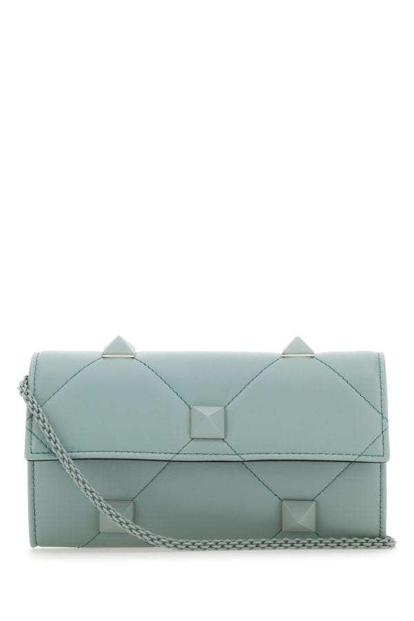 Valentino Garavani Woman Sea Green Nappa Leather Roman Stud Wallet