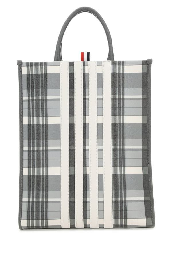 Thom Browne Man Printed Leather Shopping Bag In Multicolor
