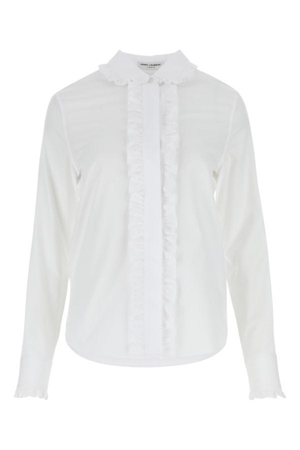 Saint Laurent Woman White Poplin Shirt