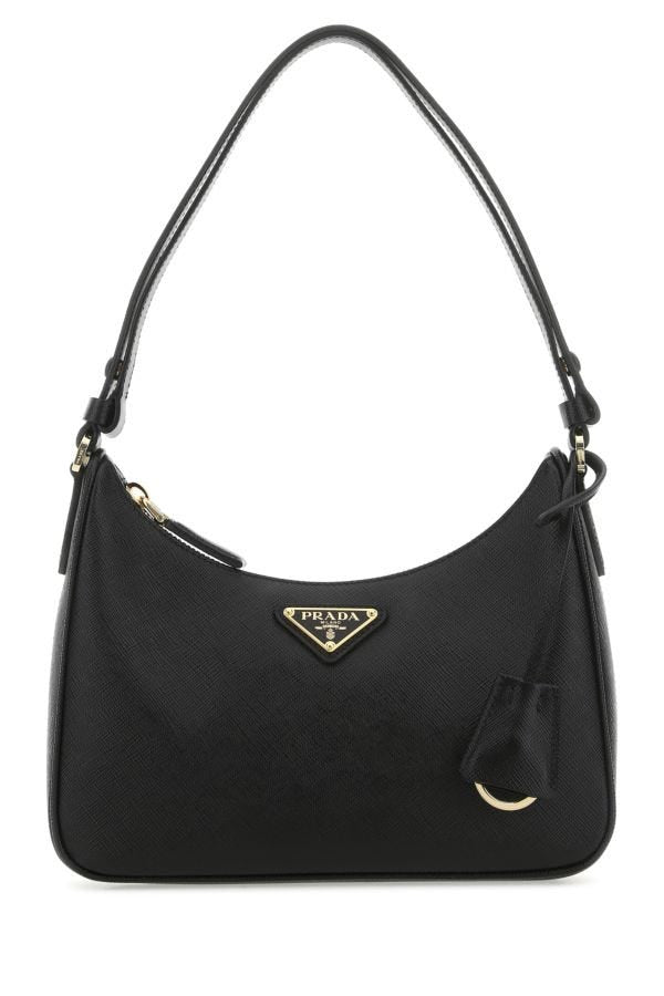 Prada Woman Black Leather Mini  Re-edition Shoulder Bag