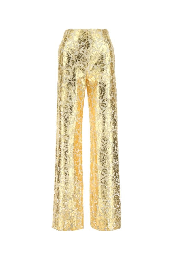 Shop Valentino Garavani Woman Gold Lace Pant