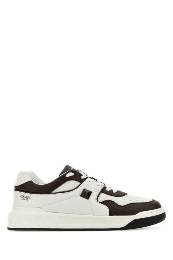 Valentino Garavani Man Two-tone Nappa Leather One Stud Sneakers In Multicolor