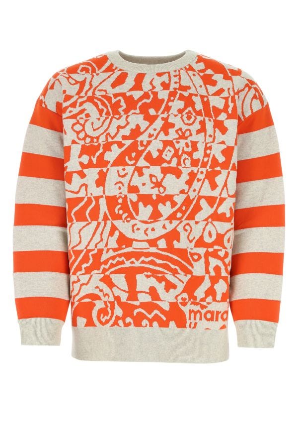Shop Isabel Marant Man Embroidered Cotton Blend Oversize Sloan Sweater In Multicolor
