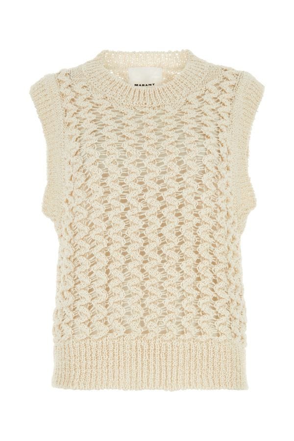 Shop Isabel Marant Woman Ivory Cotton Blend Fynn Vest In White