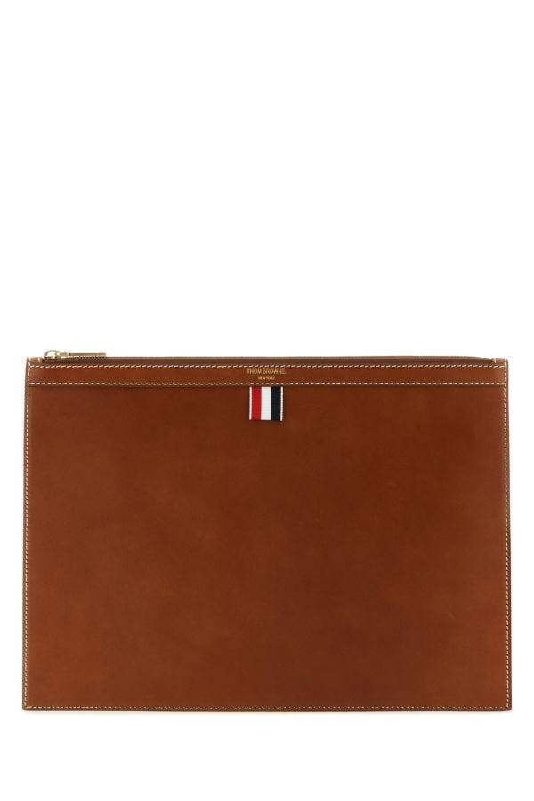 Thom Browne Man Brown Leather Document Case
