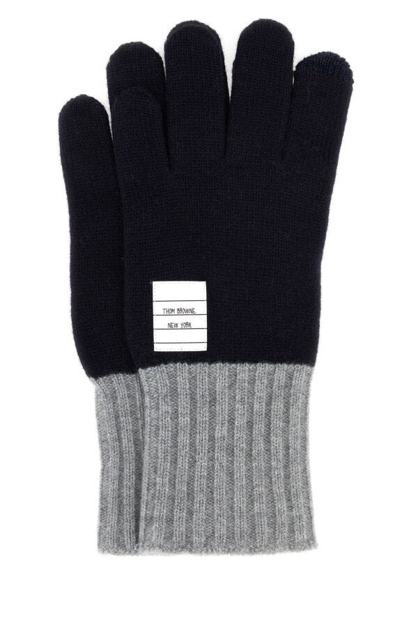 THOM BROWNE THOM BROWNE MAN TWO-TONE WOOL GLOVES