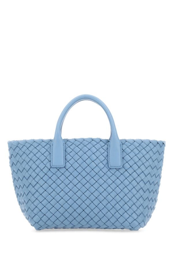 BOTTEGA VENETA BOTTEGA VENETA WOMAN CERULEAN BLUE LEATHER MINI CABAT HANDBAG