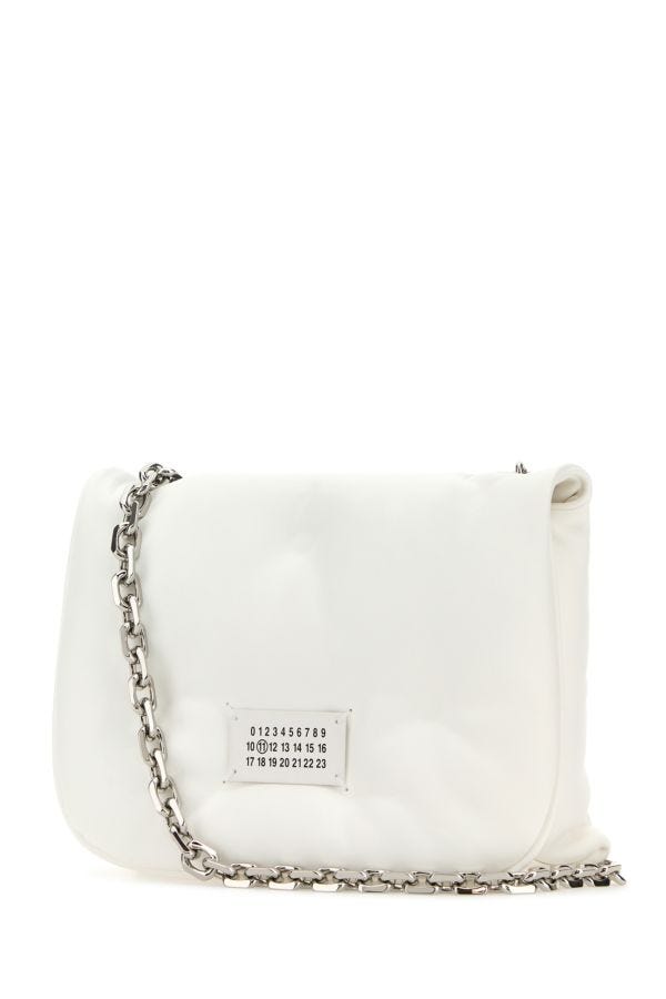 Shop Maison Margiela Man White Nappa Leather Small Glam Slam Flap Crossbody Bag