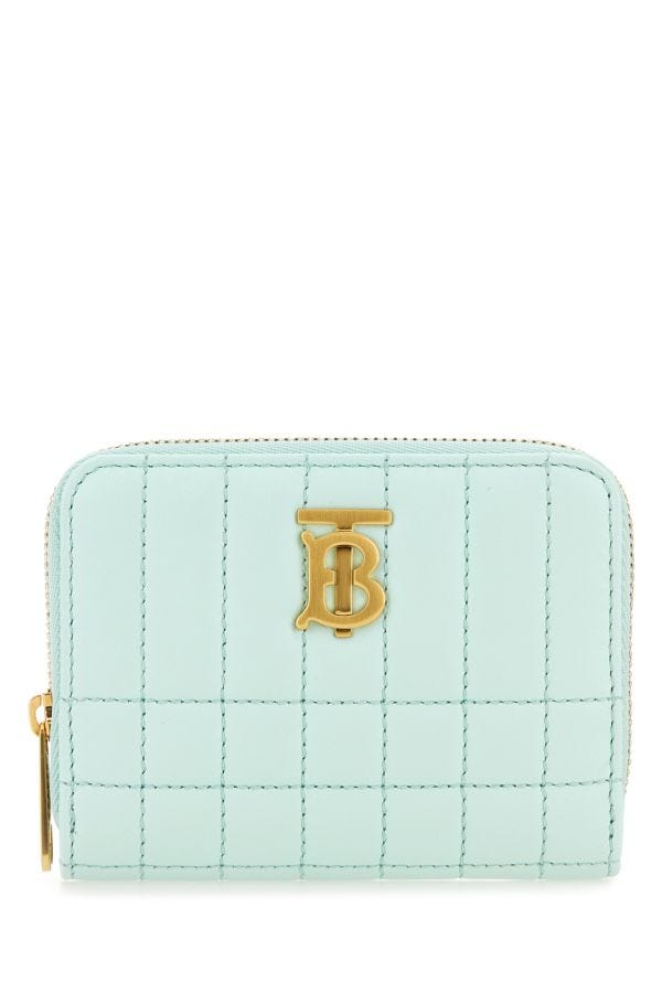 Burberry Woman Pastel Light-blue Nappa Leather Lola Wallet In Green