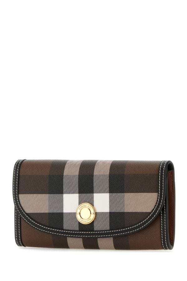 Shop Burberry Woman Printed Canvas And Leather Wallet In Multicolor