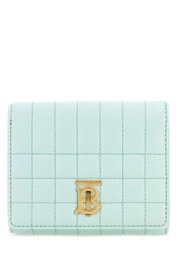 Burberry Woman Pastel Light-blue Nappa Leather Small Lola Wallet In Black