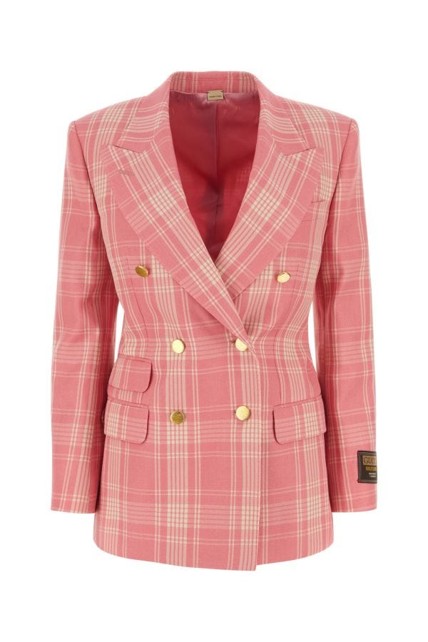 Gucci Woman Embroidered Wool Blend Blazer In Multicolor