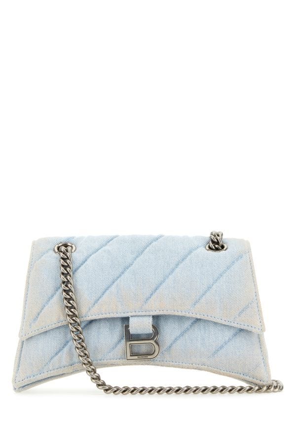 Shop Balenciaga Woman Denim Crush S Shoulder Bag In Blue