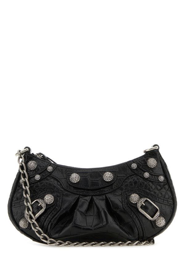 Shop Balenciaga Woman Black Leather Le Cagole Mini Handbag