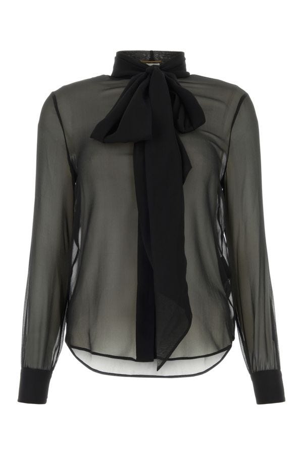 Saint Laurent Woman Black Crepe Shirt