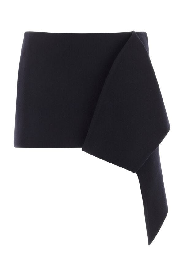 Prada Woman Midnight Blue Wool Blend Mini Skirt