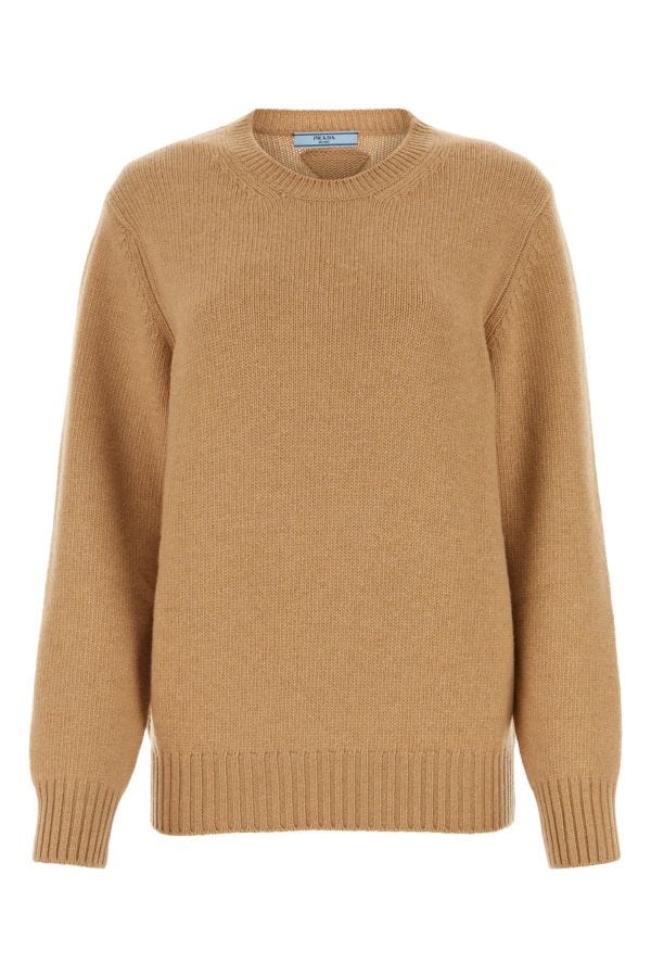 Prada Woman Camel Wool Blend Sweater In Brown