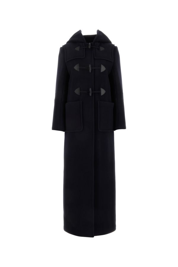 PRADA PRADA WOMAN MIDNIGHT BLUE VELOUR COAT