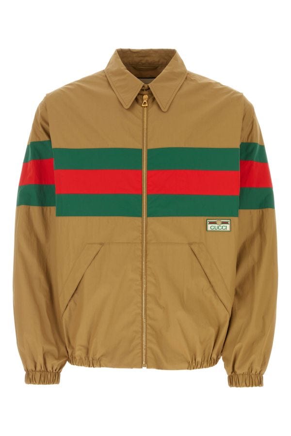 Gucci Man Cappuccino Cotton Jacket In Brown