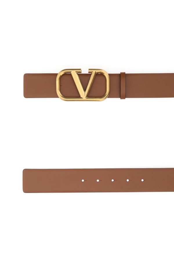 Shop Valentino Garavani Man Brown Leather Vlogo Belt