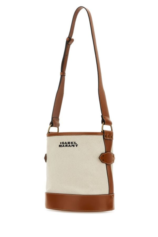 Shop Isabel Marant Woman Sand Canvas Samara Shoulder Bag In Brown