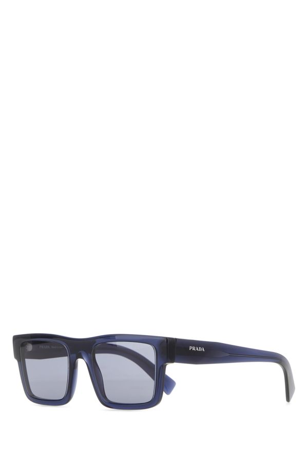 Shop Prada Man Dark Blue Acetate Sunglasses