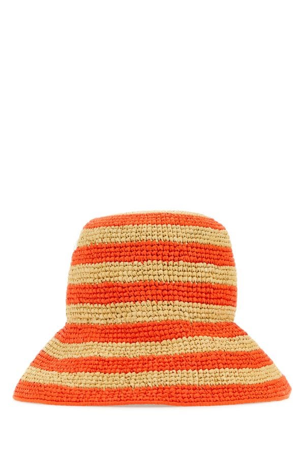 Prada Woman Embroidered Raffia Bucket Hat In Multicolor