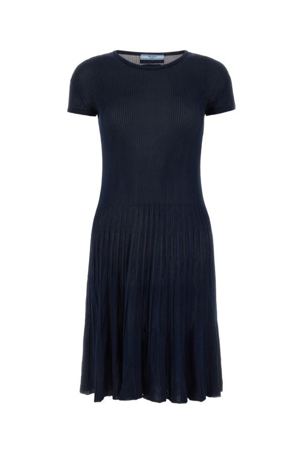Prada Woman Midnight Blue Silk Blend Dress