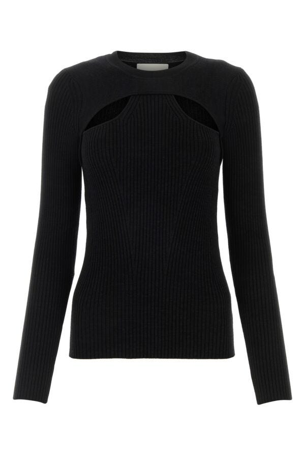 Shop Isabel Marant Woman Black Stretch Wool Blend Zana Top