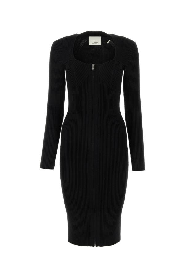Shop Isabel Marant Woman Black Stretch Wool Blend Zael Dress