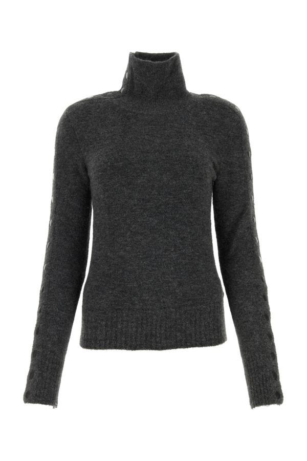 Shop Isabel Marant Woman Anthracite Nylon Blend Malo Sweater In Gray