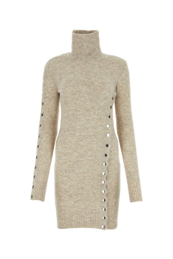 Shop Isabel Marant Woman Melange Sand Stretch Nylon Blend Melissa Sweater Dress In Brown