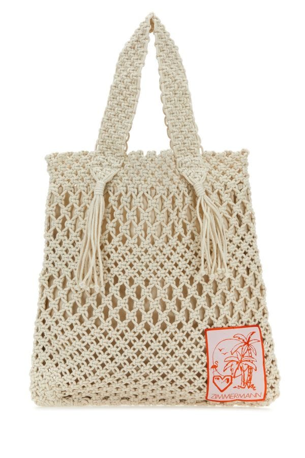 Shop Zimmermann Woman Ivory Crochet Shopping Bag In White