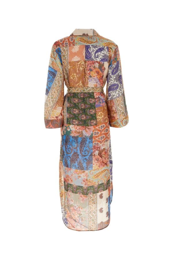 Shop Zimmermann Woman Printed Silk Devi Shirt Dress In Multicolor