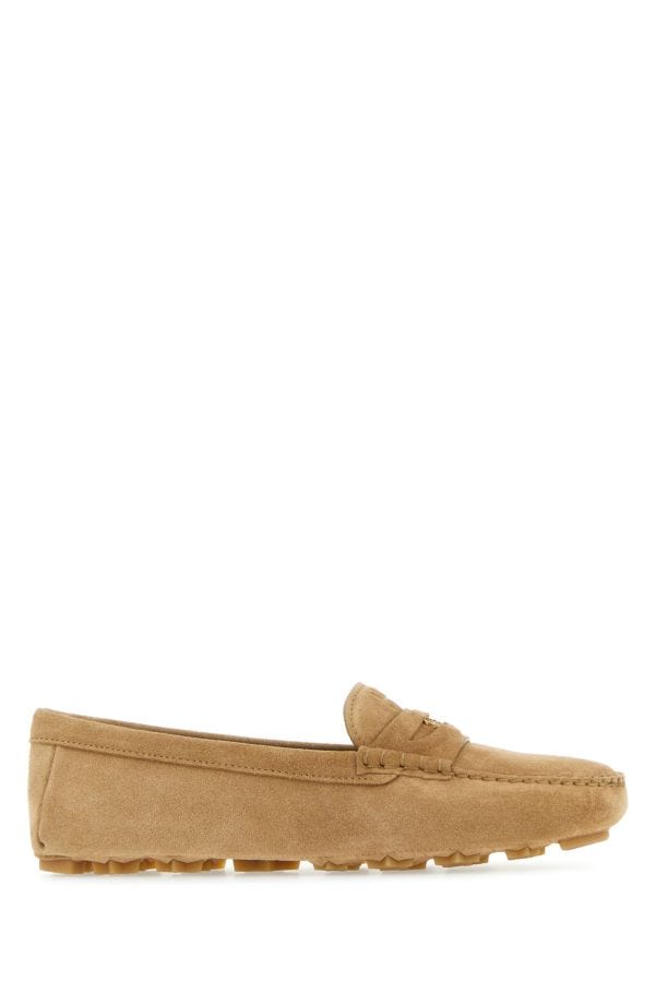 Miu Miu Woman Biscuit Suede Loafers In Brown