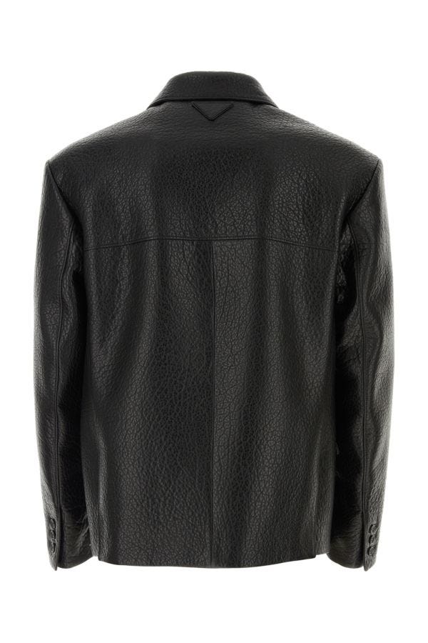 Shop Prada Man Black Nappa Leather Blazer