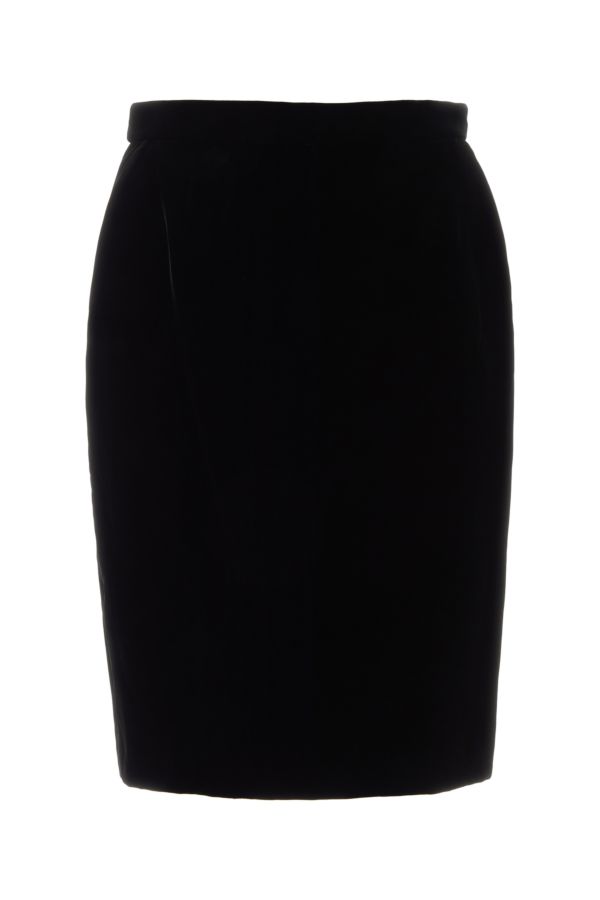 Saint Laurent Woman Black Velvet Skirt