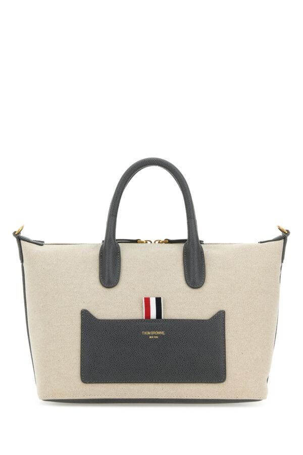 Shop Thom Browne Woman Sand Canvas Duffle Small Handbag