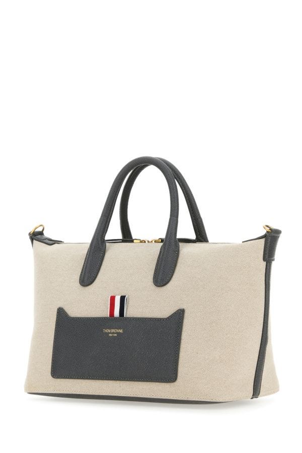 Shop Thom Browne Woman Sand Canvas Duffle Small Handbag