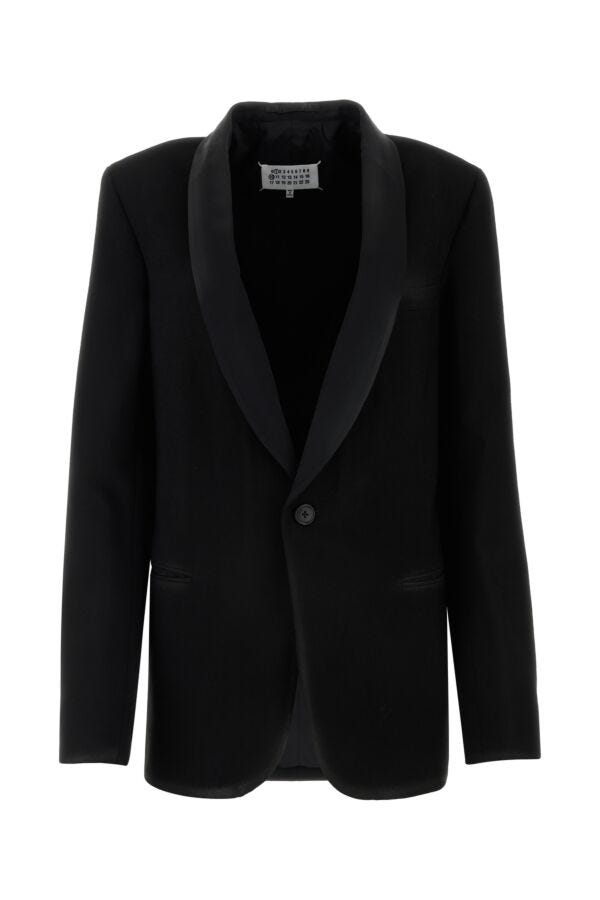 Shop Maison Margiela Woman Black Gabardine Blazer