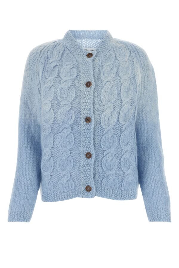 Shop Maison Margiela Woman Light Blue Mohair Blend Cardigan