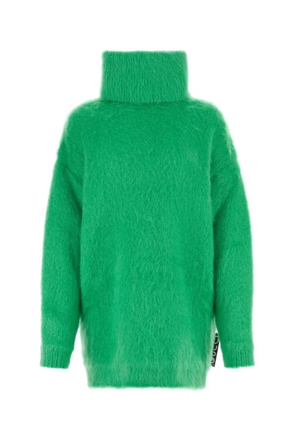 Gucci Woman Green Stretch Mohair Blend Sweater Dress
