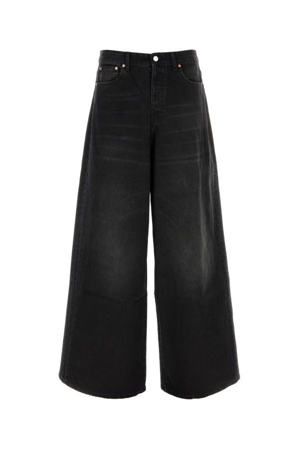 Shop Vetements Unisex Black Denim Wide-leg Jeans