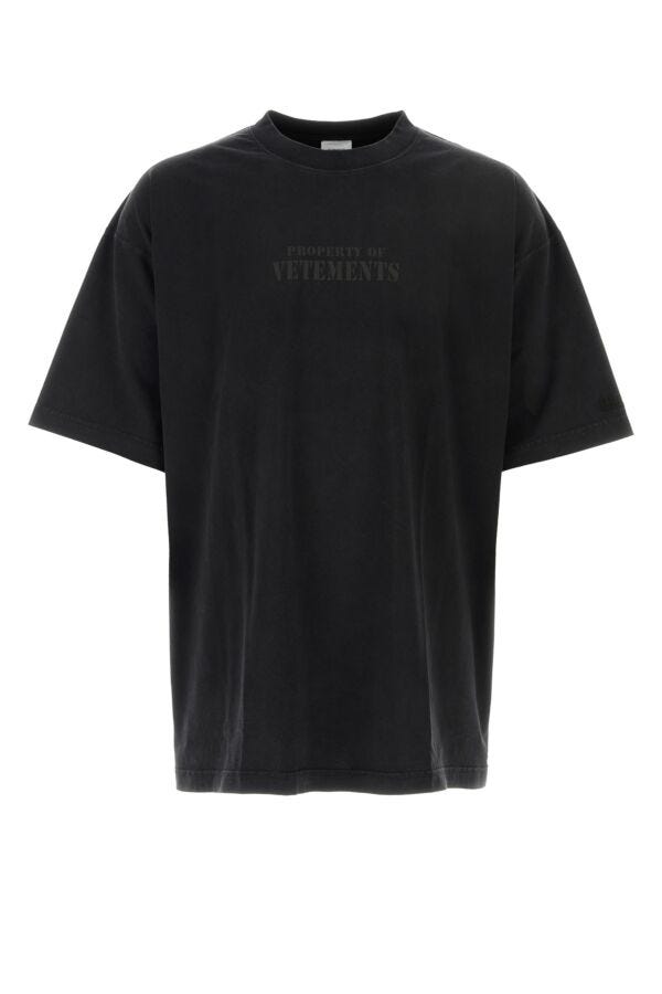 Shop Vetements Unisex Slate Cotton Oversize T-shirt In Black