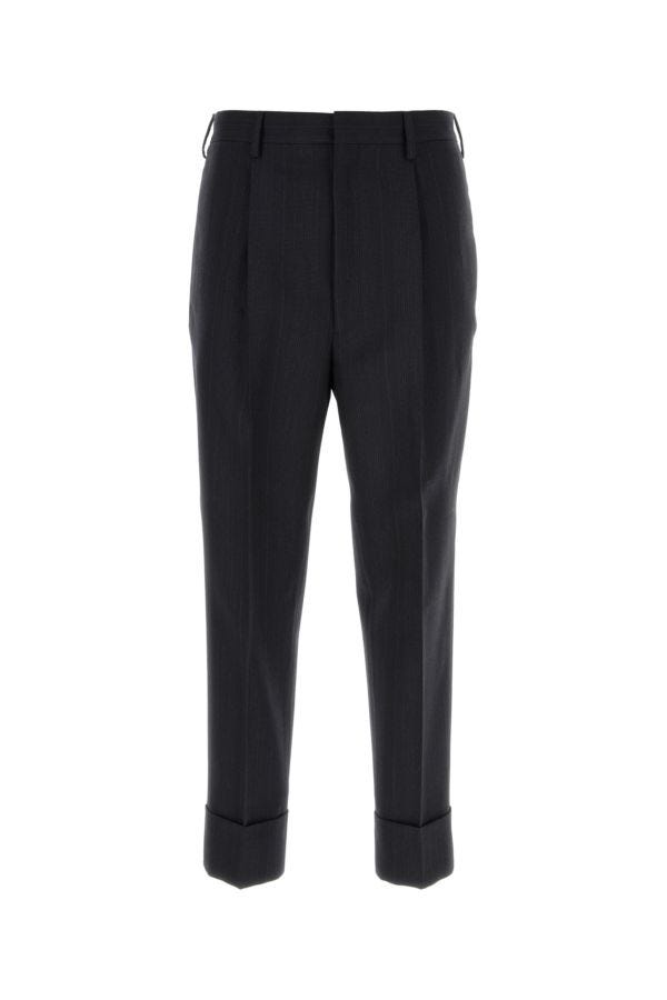 Shop Prada Man Embroidered Wool Pant In Multicolor